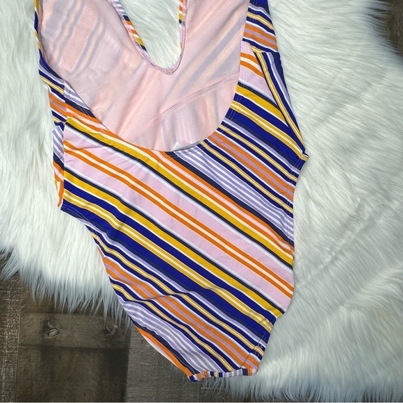 NWOT Bikini Lab Striped One Piece Swimsuit Medium - Picture 5 of 10
